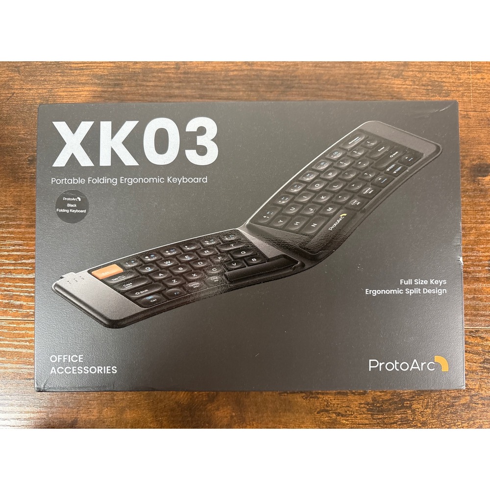 ProtoArc XK03 Portable Folding Ergonomic Bluetooth Keyboard Black Ultra Slim